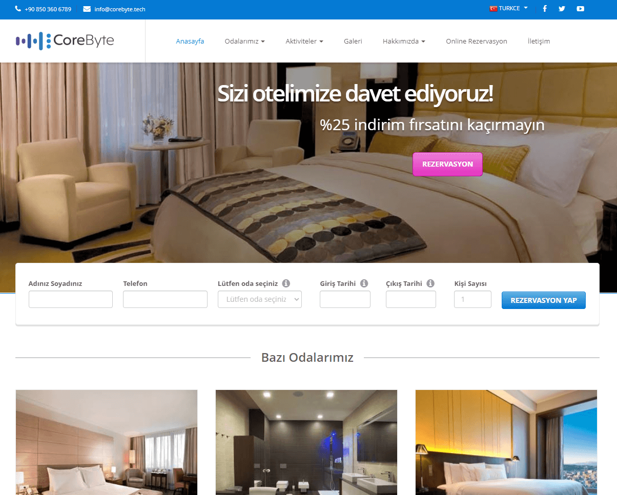 Hazır Butik Otel Web Sitesi Scripti